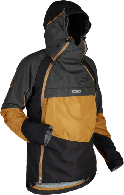 Mens Mountaineering Smock Paramo Velez Evolution Hybrid In Cumin Steel Black Angled